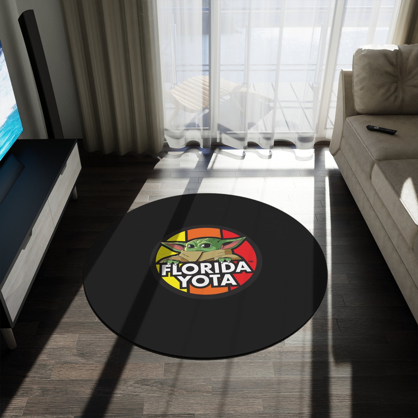 Florida Yota Round Rug | Fun Nursery Decor, Unique Gift for Star Wars Fans, Playroom Accent, Geeky Home Accessory, Holiday Decor