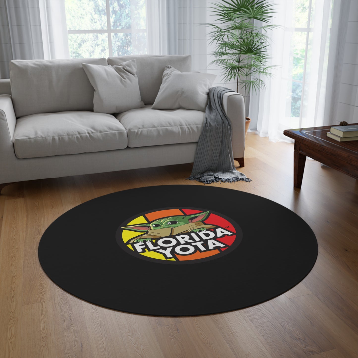 Florida Yota Round Rug | Fun Nursery Decor, Unique Gift for Star Wars Fans, Playroom Accent, Geeky Home Accessory, Holiday Decor